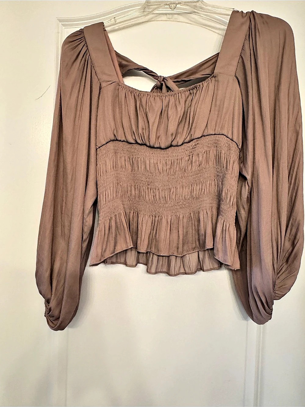 Lulus Fall For Me Mauve Pink Smocked Square Neck Long Sleeve Top